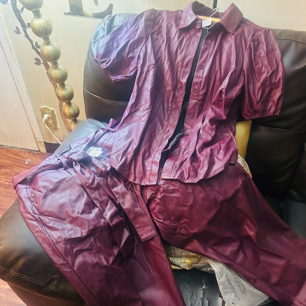 New York & Company Rich Burgundy Pants & Jumpsuit Set